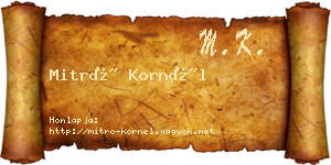 Mitró Kornél névjegykártya